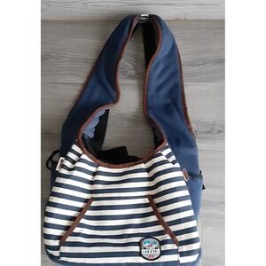 Alfie Pet Sling Carrier Small Dog Cat Navy Blue White Striped Padded
